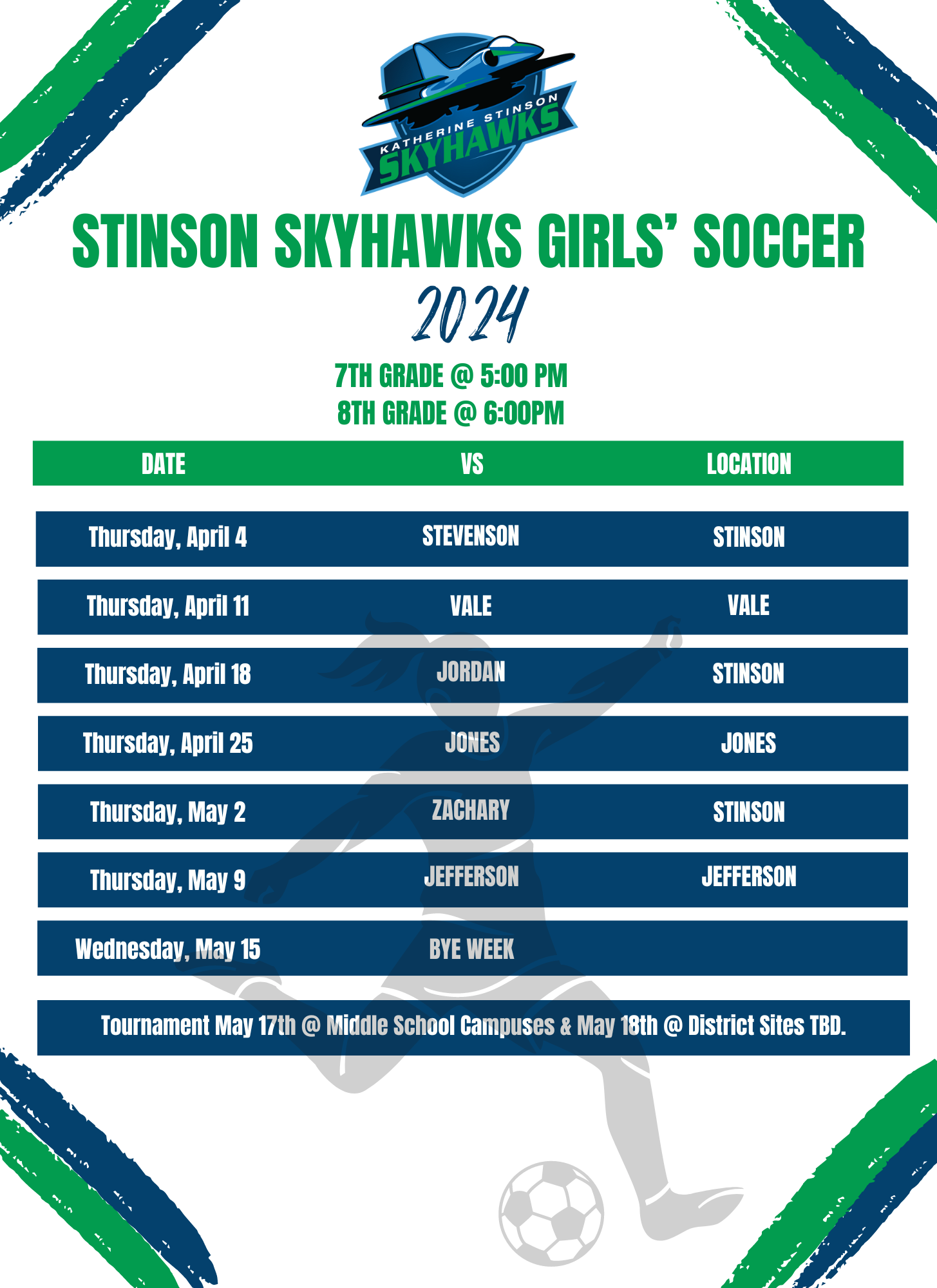 Girls Soccer Schedule