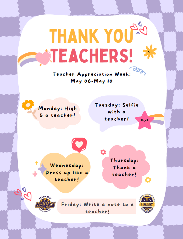 Thank you Teachers Flyer: A colorful flyer with the words "Thank you, teachers!" written in bold letters, surrounded by  colors of purple and stars